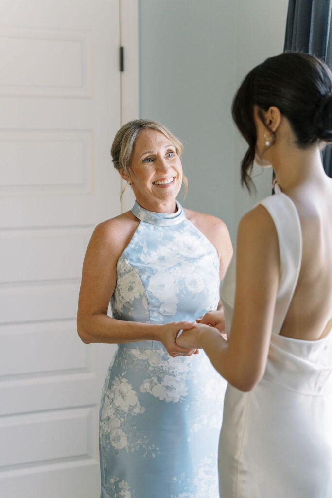 Mother of the bride in an Anthropologie dress.